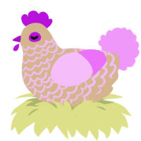 A beige and lavender chicken with a lace pattern