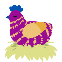 Berry, a plum and honey chicken with a bar pattern