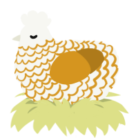 A white and ochre chicken with a lace pattern