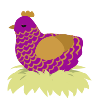 A plum and gold chicken with a lace pattern
