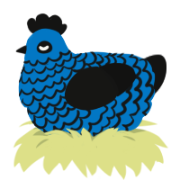 A sapphire and black chicken with a lace pattern