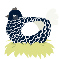 A tumblr and white chicken with a lace pattern