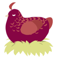 A maroon and red chicken with a half-lace pattern