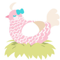 A rose and cream chicken with a lace pattern