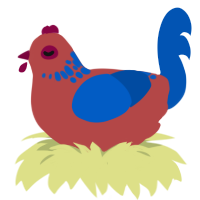 (unnamed), a red and ultramarine chicken with a neck-speckle pattern