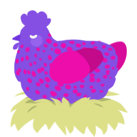 (unnamed), a blurple and fuchsia chicken with a speckle pattern
