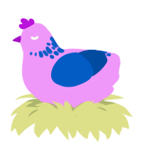Bluerash, a lavender and ultramarine chicken with a neck-speckle pattern