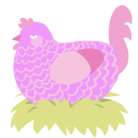A lavender and pink chicken with a lace pattern