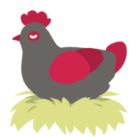 Sword Sr, a grey and crimson chicken