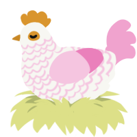 A white and pink chicken with a lace pattern