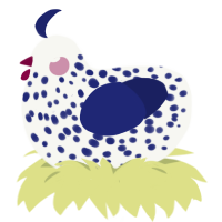 (unnamed), a white and navy chicken with a speckle pattern