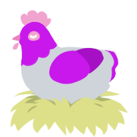 A mist and amethyst chicken with a head pattern