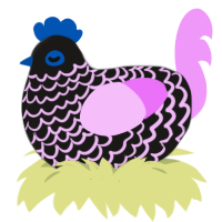 A sable and lavender chicken with a lace pattern