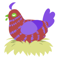 (unnamed), a red and blurple chicken with a bar pattern