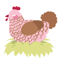 A rose and brown chicken with a lace pattern