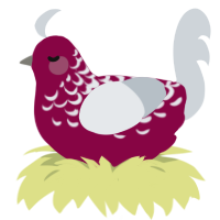 A maroon and mist chicken with a half-lace pattern