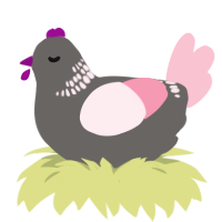 A grey and rose chicken with a neck-band pattern