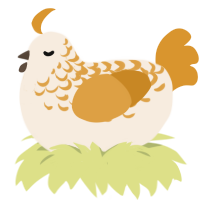 A cream and orange chicken with a half-lace pattern