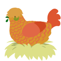 A orange and vermilion chicken with a lace pattern