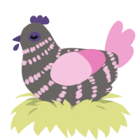 (unnamed), a grey and pink chicken with a bar pattern