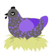 (unnamed), a grey and blurple chicken with a speckle pattern