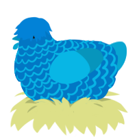 A sapphire and cerulean chicken with a lace pattern