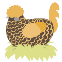 A bark and honey chicken with a lace pattern