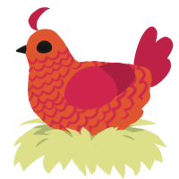 (unnamed), a vermilion and crimson chicken with a lace pattern