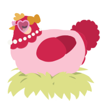 A rose and crimson chicken with a head pattern