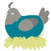 A sea and ash chicken with a head pattern