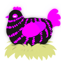 MISSINGTEXTURE, a sable and amethyst chicken with a bar pattern