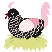 A sable and rose chicken with a lace pattern