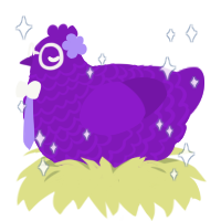 A violet chicken with a lace pattern
