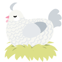 A white and mist chicken with a lace pattern
