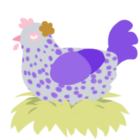 Moonage Daydream, a mist and blurple chicken with a speckle pattern