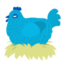 A cerulean chicken with a lace pattern