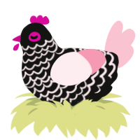 A black and rose chicken with a lace pattern