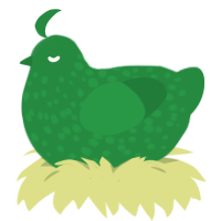 A viridian chicken with a speckle pattern