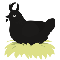 A sable chicken with a neck-speckle pattern