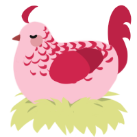 A rose and crimson chicken with a half-lace pattern