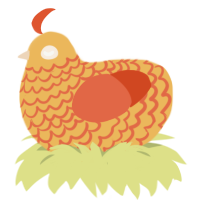 A honey and vermilion chicken with a lace pattern