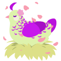 A apple and amethyst chicken with a half-lace pattern