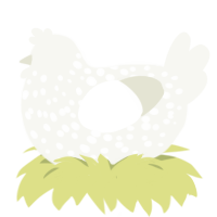 Eggy, a white chicken with a speckle pattern