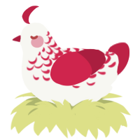 A white and crimson chicken with a half-lace pattern