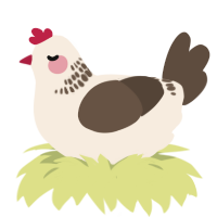 A cream and bark chicken with a neck-band pattern
