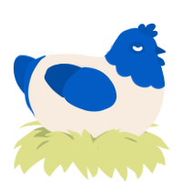 A cream and ultramarine chicken with a head pattern
