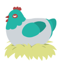 Space Miku, a mist and turquoise chicken with a head pattern