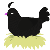 A sable and black chicken with a lace pattern