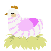 A white and lavender chicken with a bar pattern