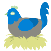 A ash and sapphire chicken with a head pattern